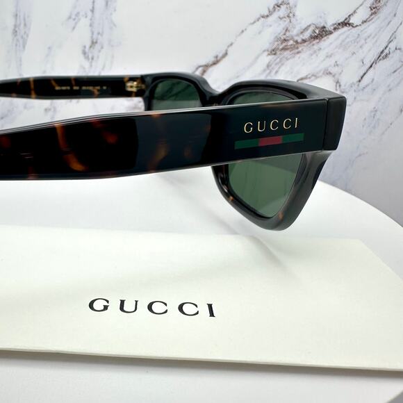 New GUCCI Sunglasses Brown Gold Red Green Web 55-20-145 mm Mens Square Gucci - Picture 6 of 16